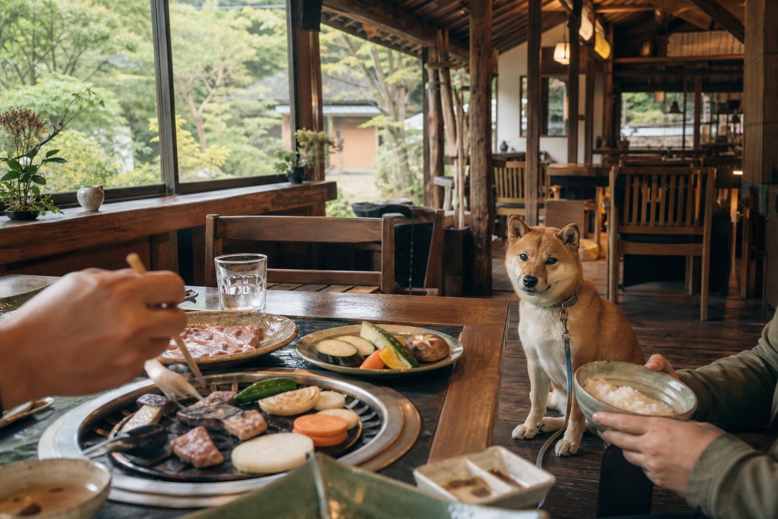 愛犬と一緒のお食事